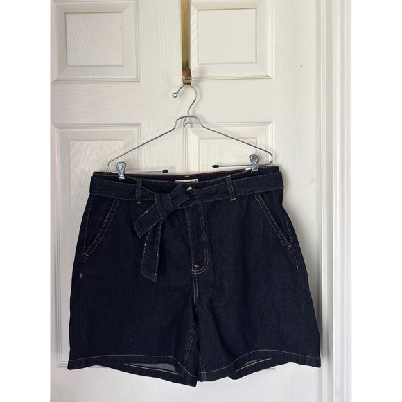 Tommy Hilfiger Pants - Tommy Hilfiger Denim Shorts Women 12 Dark Blue NWT High Rise Rigid Tie Waist